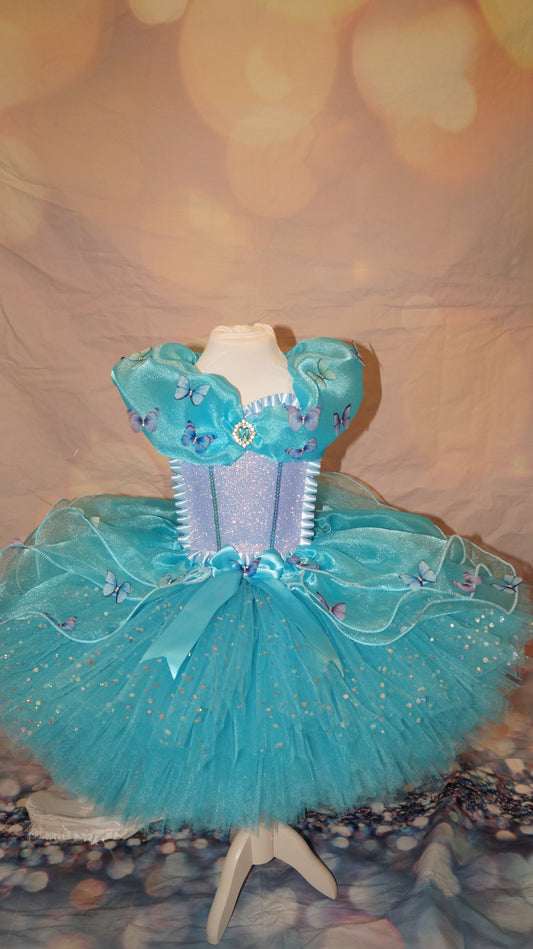 Disney Princess Cinderella Butterfly Blue Inspired Tutu Dress
