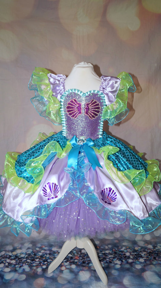 Disney Princess Ariel The Little Mermaid Inspired Shells Green and Blue Tutu Dress
