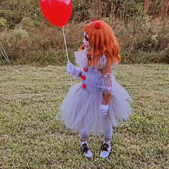 IT Pennywise Gray Clown Tutu Costume Halloween Toddler Girls Tutu