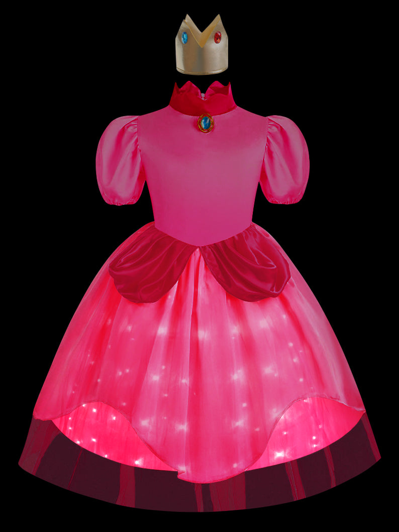 Light up Princess dress Peach Costume for Girls