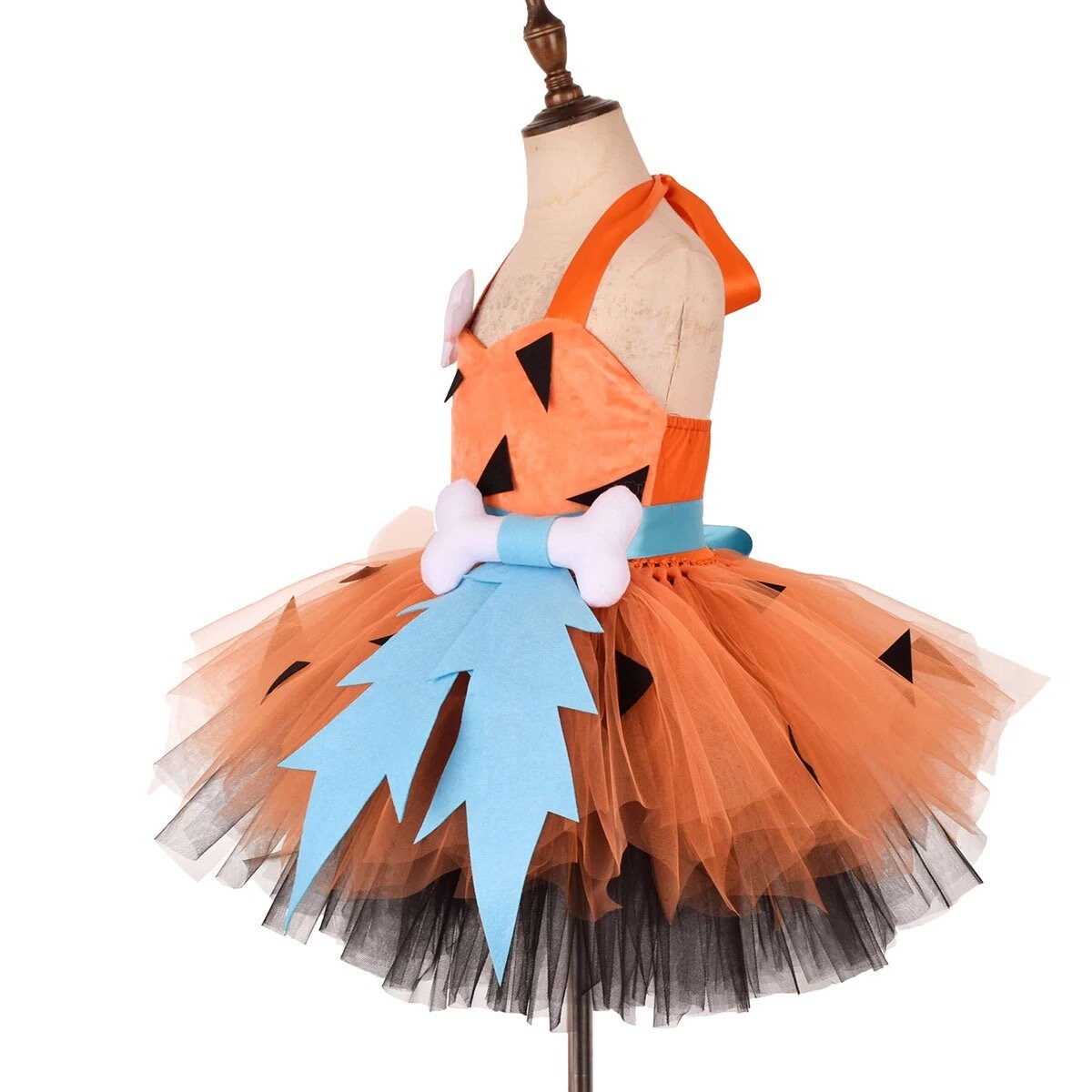 Flinstones Pebbles Costume Kids Girls Halloween Cosplay Costume Tutu Dress With Hairpin Stage Performance Costume