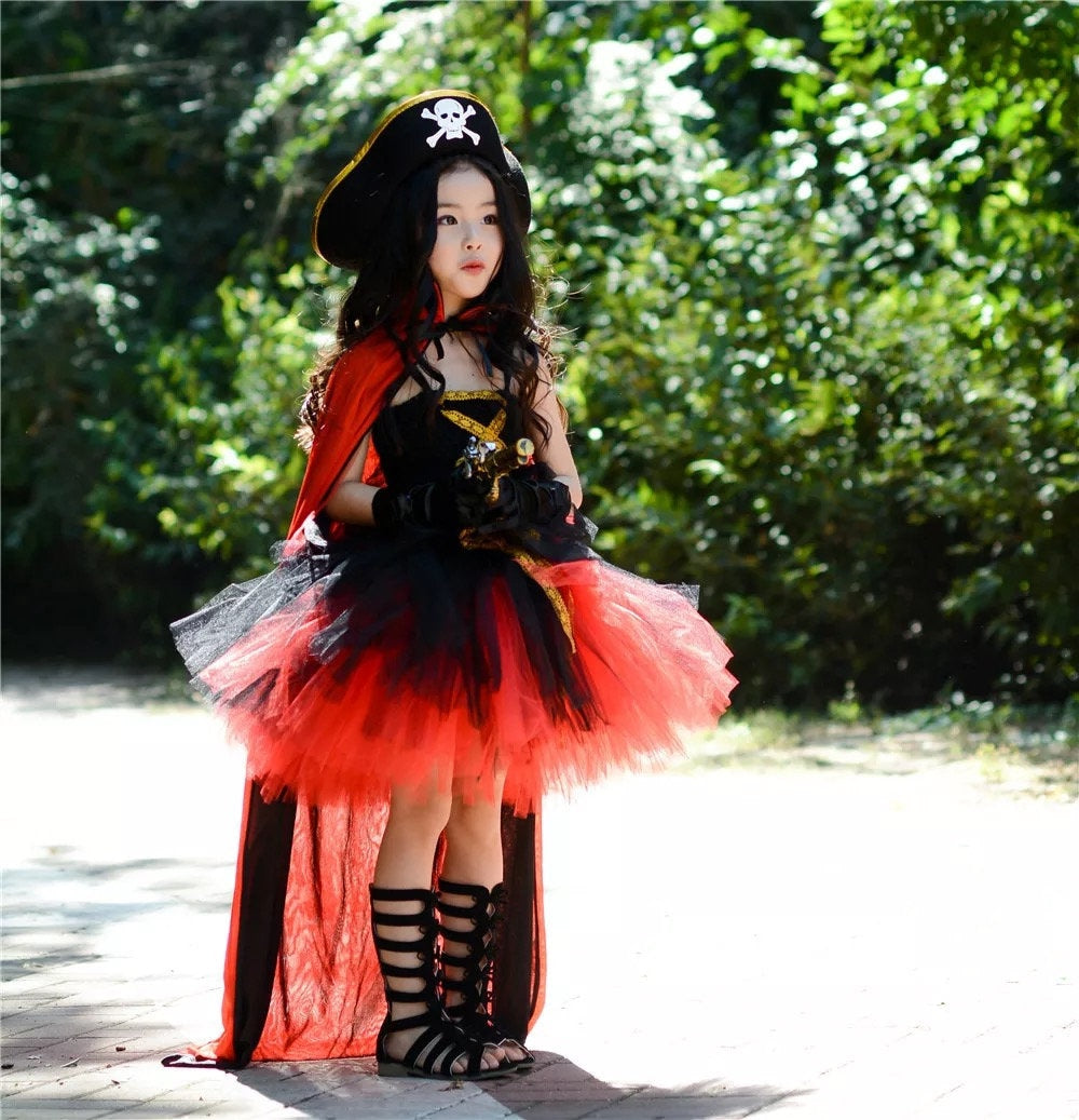 Pirates Kids Girls Costume Costume with Hat Pirates Tutu Dressed Up Black Toddler Girls