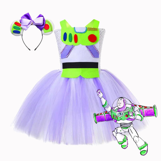 Toy Story Buzz Light Costumes Kids Halloween Cosplay Anime Clothes Children Carnival Party Dresses Girls Fancy Cartoon Tutu Dress
